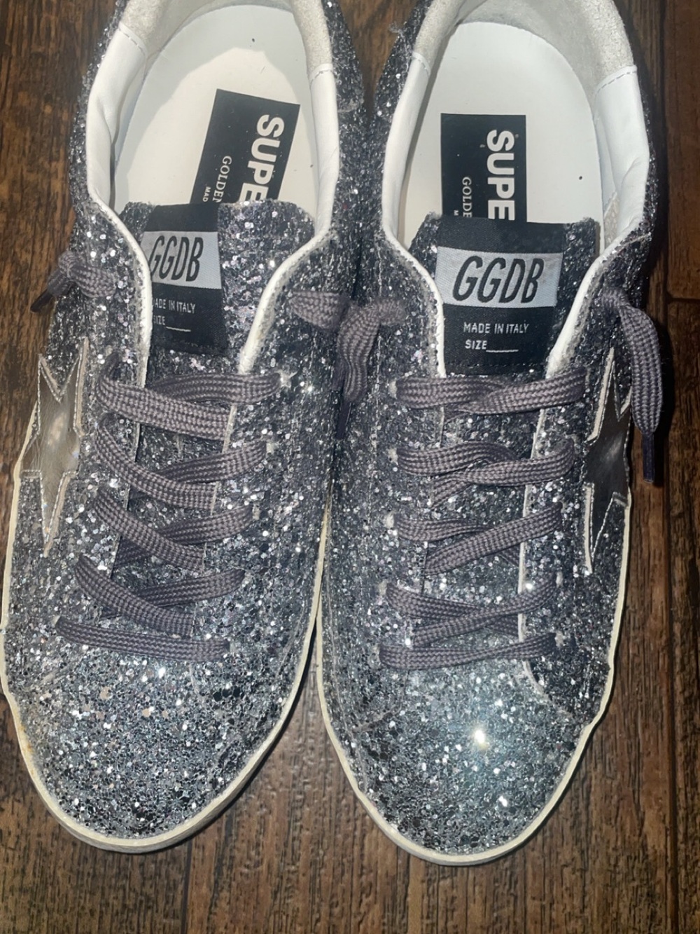Golden Goose Super-Star Glitter Sneakers in Silver